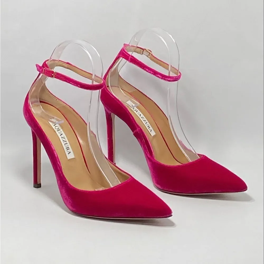 Aquazzura Love Affair Velvet Pumps size 37.5